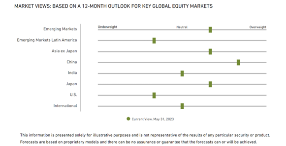 BASED ON A 12 MONTH OUTLOOK FOR KEY GLOBAL EQUITY MARKETS