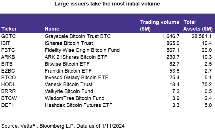 Large Issuers take the most initial volume