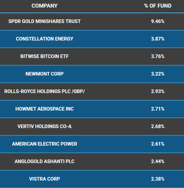 PPI Top Holdings as of Nov. 10, 2025
