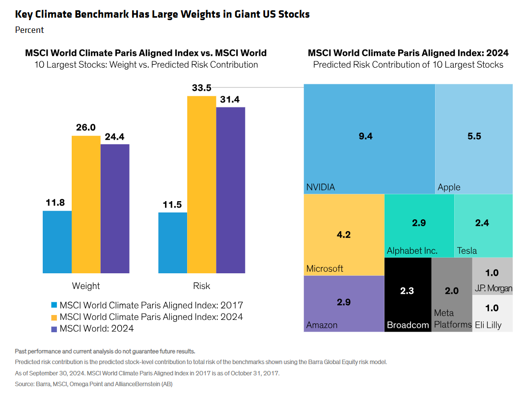 Key Climate Benchmark Has Large Weights in Giant US Stocks